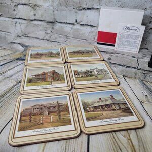Vtg Pimpernel Cork Backed Coasters Set Of 6 Australia Homes 4” X 4”